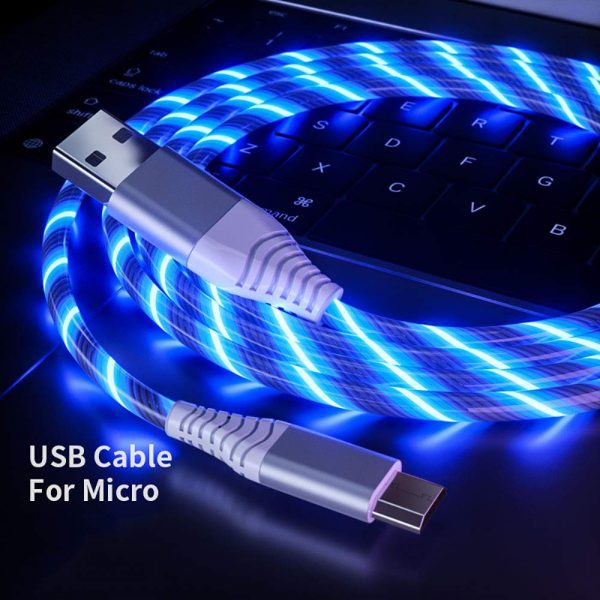 LED flow light charging cable